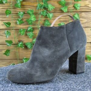 Via Spiga Gray Suede Ankle Boots Women 6 Block Heel Zip‎ Up Classic Stylish